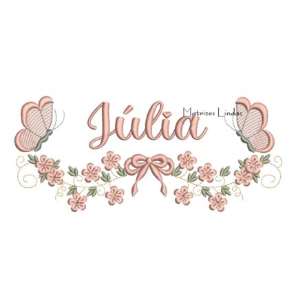 Matriz de Bordado - Nome Júlia com Raminho