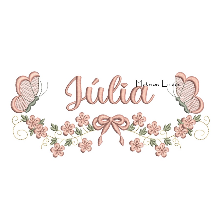 Matriz de Bordado - Nome Júlia com Raminho Matriz de Bordado - Nome Júlia com Raminho