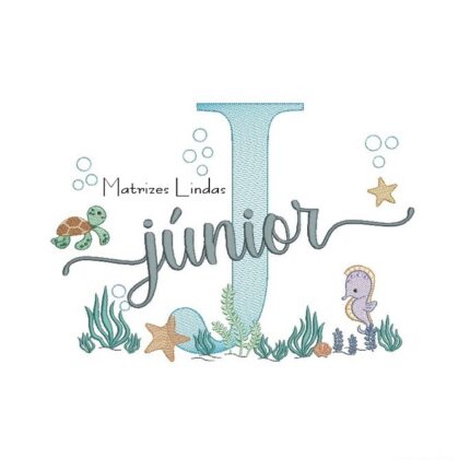 Matriz de Bordado - Nome Júnior Fundo do Mar