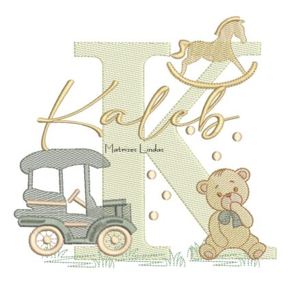 Matriz de Bordado - Nome Kaleb Brinquedos de Infância