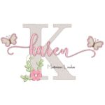 Matriz de Bordado - Nome Karen com Borboletas