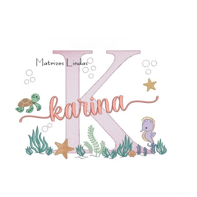 Matriz de Bordado - Nome Karina Fundo do Mar Matriz de Bordado - Nome Karina Fundo do Mar