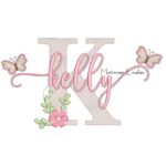 Matriz de Bordado - Nome Kelly com Borboletas