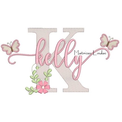 Matriz de Bordado - Nome Kelly com Borboletas