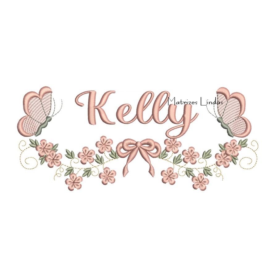 Matriz de Bordado - Nome Kelly com Raminho Matriz de Bordado - Nome Kelly com Raminho