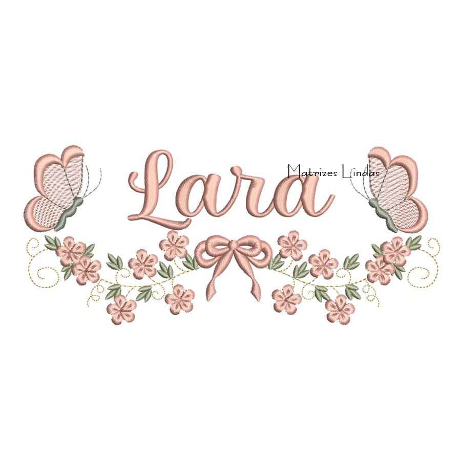 Matriz de Bordado - Nome Lara com Raminho Matriz de Bordado - Nome Lara com Raminho