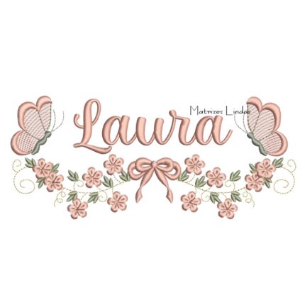Matriz de Bordado - Nome Laura com Raminho