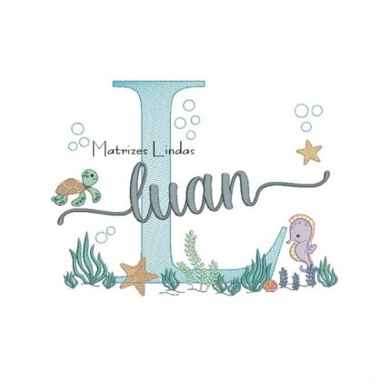 Matriz de Bordado - Nome Luan Fundo do Mar