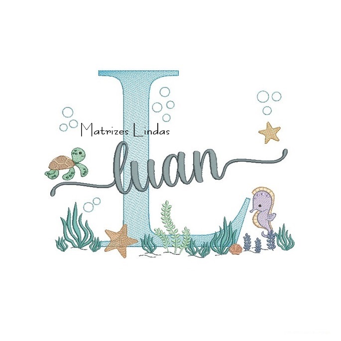 Matriz de Bordado - Nome Luan Fundo do Mar Matriz de Bordado - Nome Luan Fundo do Mar