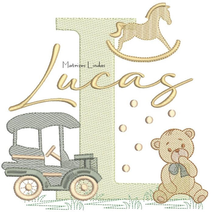 Matriz de Bordado Nome - Lucas Brinquedos de Infância