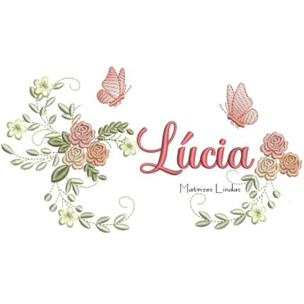 Matriz de Bordado - Nome Lúcia Raminho com Flores