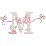 Matriz de Bordado - Nome Maitê com Borboletas