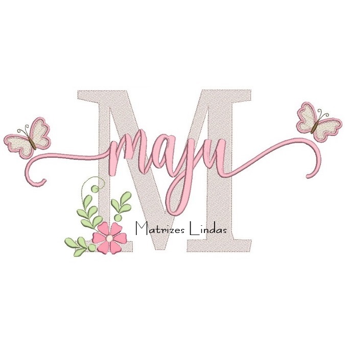 Matriz de Bordado - Nome Maju com Borboletas Matriz de Bordado - Nome Maju com Borboletas