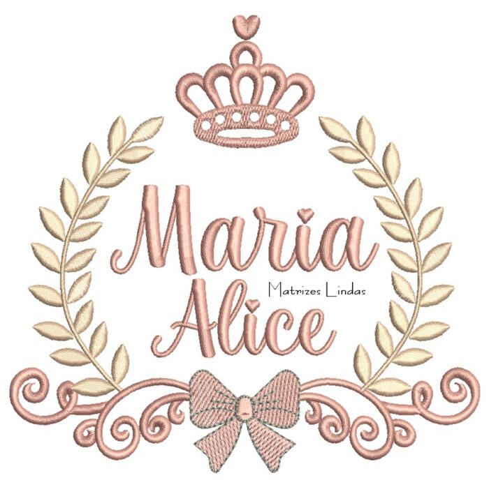Matriz de Bordado - Nome Maria Alice Moldura Raminho