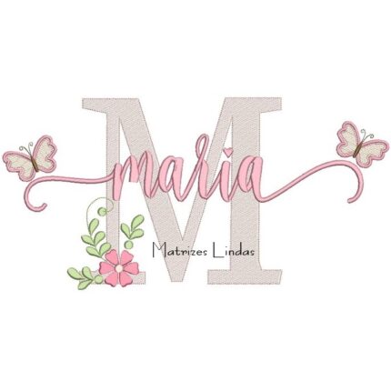 Matriz de Bordado - Nome Maria com Borboletas