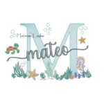 Matriz de Bordado - Nome Mateo Fundo do Mar