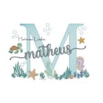 Matriz de Bordado - Nome Matheus Fundo do Mar