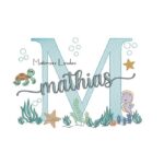 Matriz de Bordado - Nome Mathias Fundo do Mar