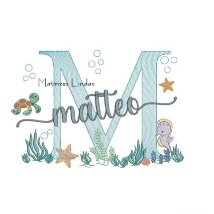Matriz de Bordado - Nome Matteo Fundo do Mar