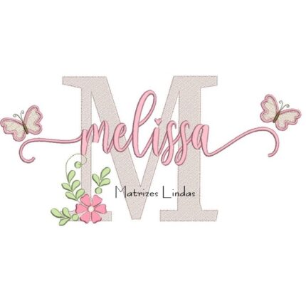 Matriz de Bordado - Nome Melissa com Borboletas