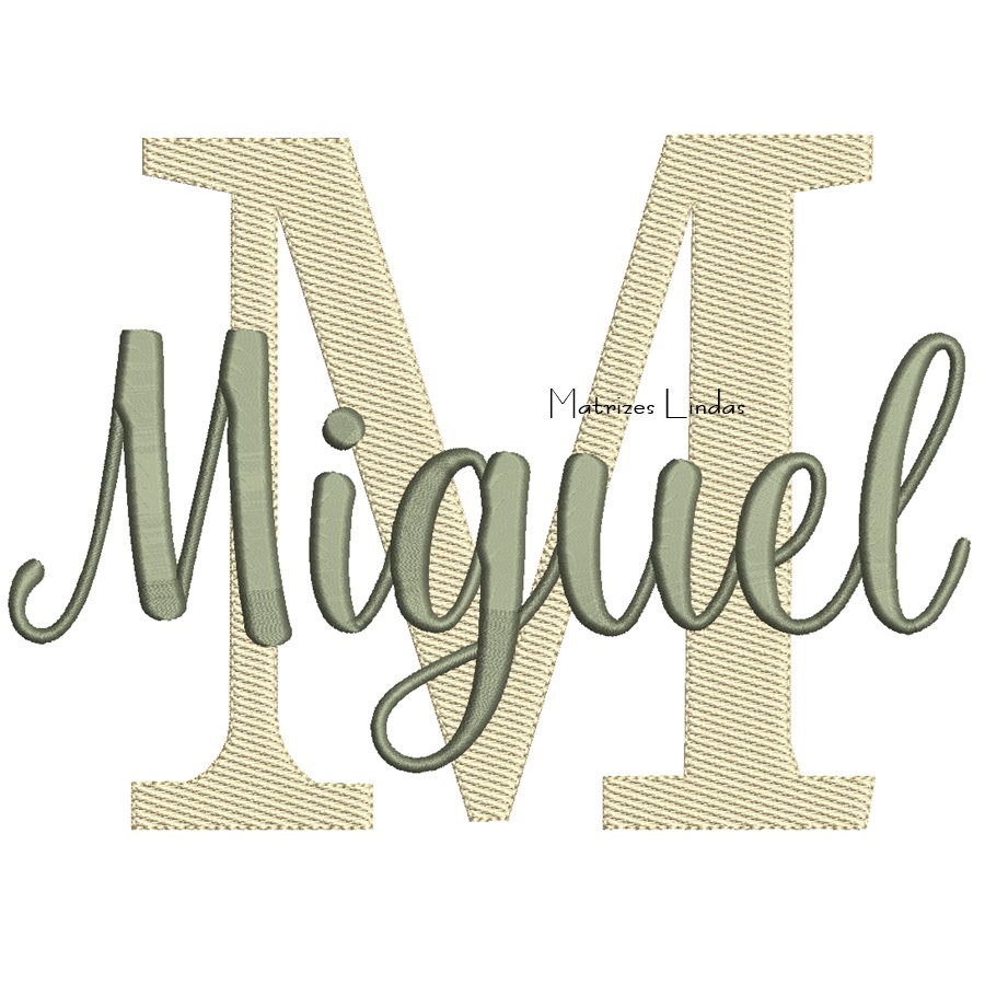 Matriz de Bordado - Nome Miguel Sobreposto 2 Matriz de Bordado - Nome Miguel Sobreposto 2 - Imagem 1