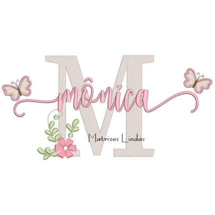 Matriz de Bordado - Nome Mônica com Borboletas