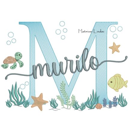 Matriz de Bordado - Nome Murilo Fundo do Mar
