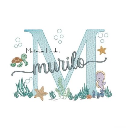 Matriz de Bordado - Nome Murilo Fundo do Mar