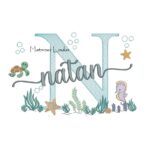 Matriz de Bordado - Nome Natan Fundo do Mar