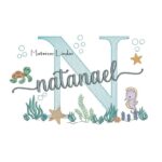 Matriz de Bordado - Nome Natanael Fundo do Mar