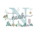 Matriz de Bordado - Nome Noah Fundo do Mar