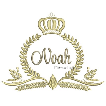 Matriz de Bordado - Nome Noah com Moldura Ramo