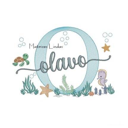 Matriz de Bordado - Nome Olavo Fundo do Mar