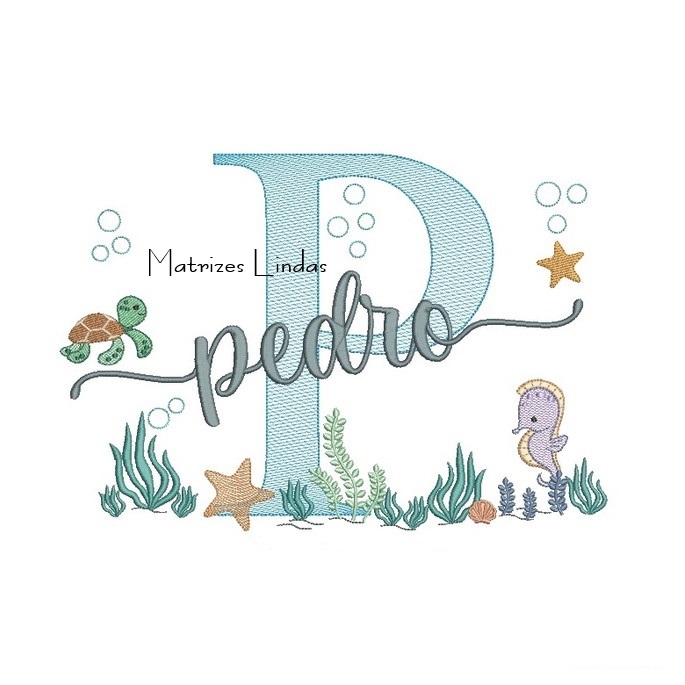 Matriz de Bordado - Nome Pedro Fundo do Mar Matriz de Bordado - Nome Pedro Fundo do Mar