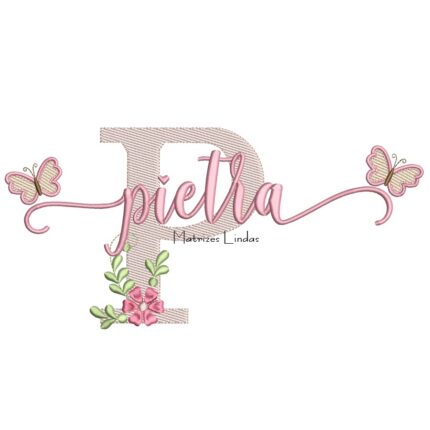 Matriz de Bordado - Nome Pietra com Borboletas