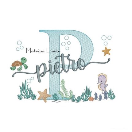 Matriz de Bordado - Nome Pietro Fundo do Mar