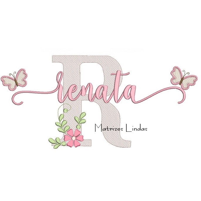 Matriz de Bordado - Nome Renata com Borboletas Matriz de Bordado - Nome Renata com Borboletas