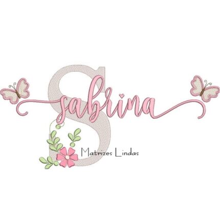 Matriz de Bordado - Nome Sabrina com Borboletas