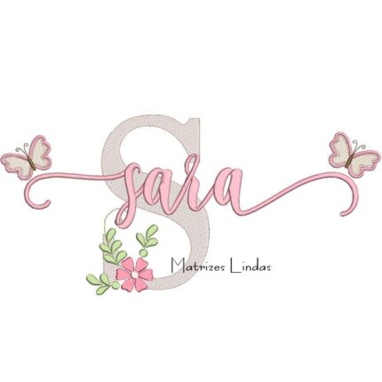 Matriz de Bordado - Nome Sara com Borboletas