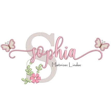 Matriz de Bordado - Nome Sophia com Borboletas