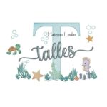 Matriz de Bordado - Nome Talles Fundo do Mar