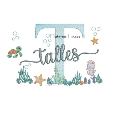 Matriz de Bordado - Nome Talles Fundo do Mar