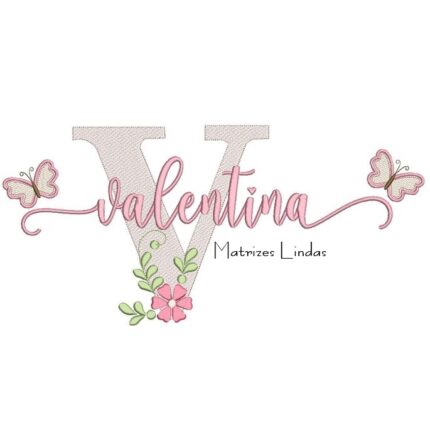 Matriz de Bordado - Nome Valentina Borboletas