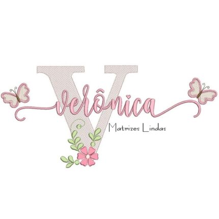 Matriz de Bordado - Nome Verônica Borboletas
