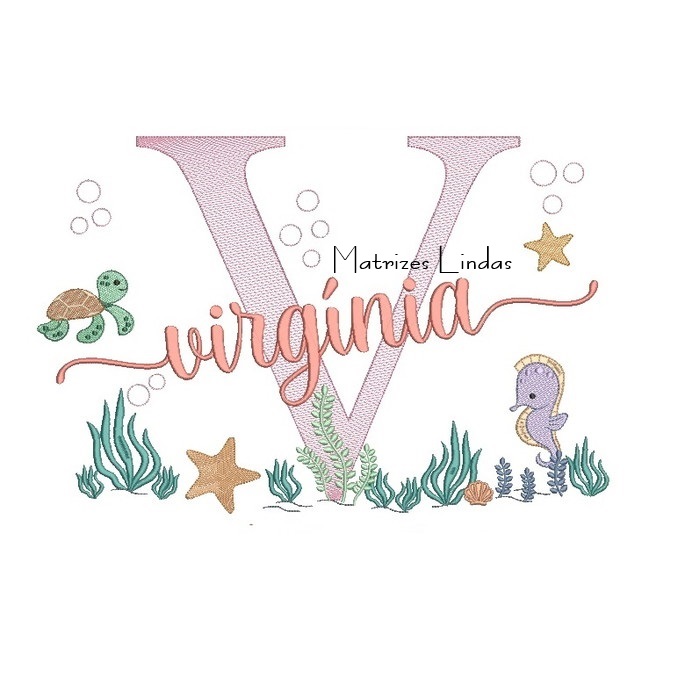 Matriz de Bordado - Nome Virgínia Fundo do Mar Matriz de Bordado - Nome Virgínia Fundo do Mar