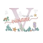Matriz de Bordado - Nome Viviane Fundo do Mar