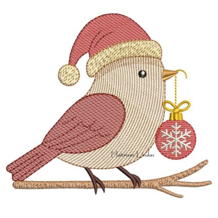 Matriz de Bordado - Passarinho com Bola de Natal