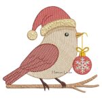 Matriz de Bordado - Passarinho com Bola de Natal