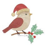 Matriz de Bordado - Passarinho de Natal no Galho