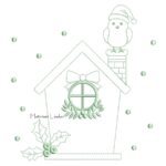 Matriz de Bordado - Passarinho na Casinha de Natal Contorno